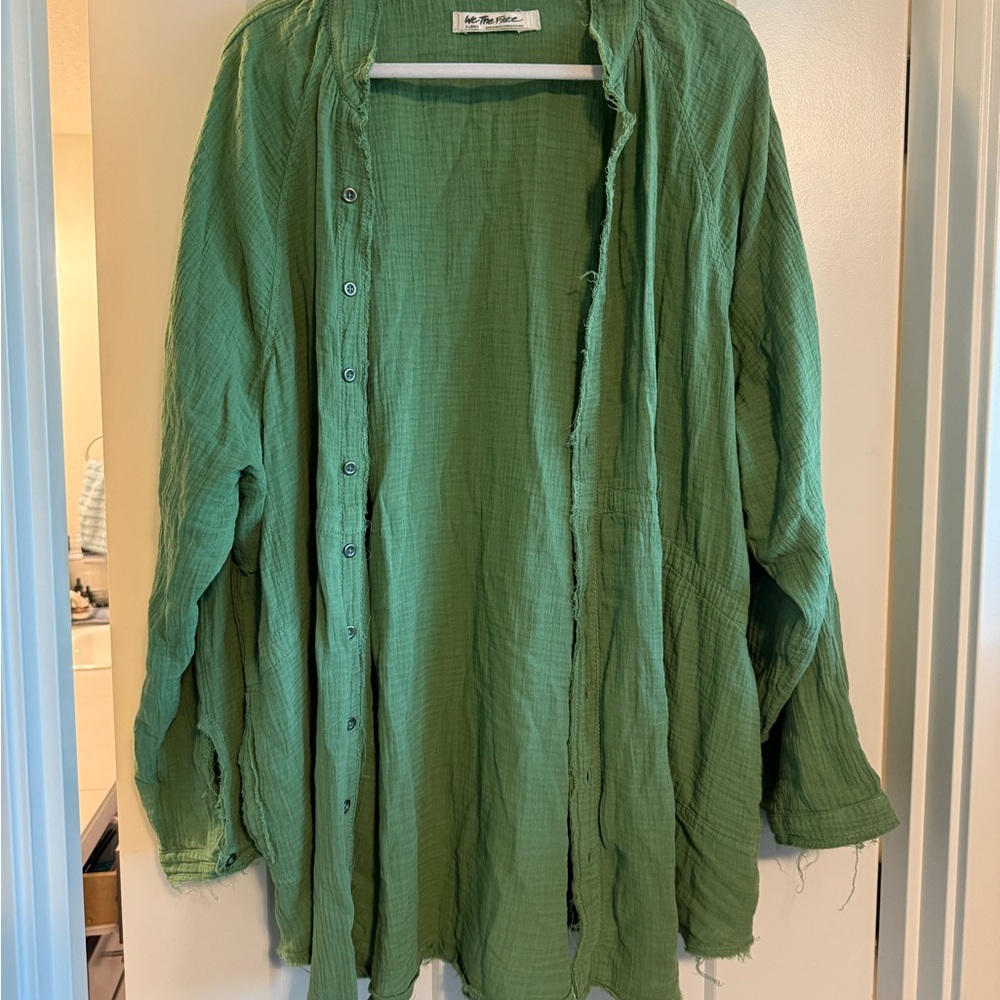 Free people Green Button-Up Shirt